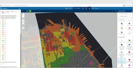 Mapping software showing design tools pallette