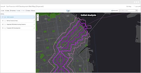 Map showing initial analysis on a monitor