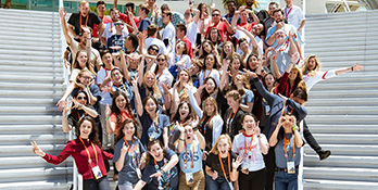 Large group of student attendees at the Esri User Conference