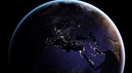 Photograph of planet Earth at night