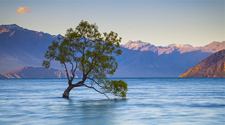 Photograph of a lake in the mountains