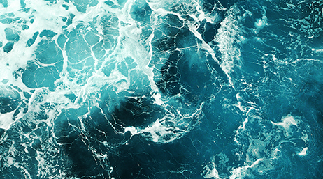 An overhead view of ocean waves
