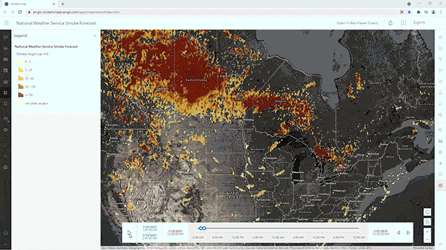 A demonstration of an ArcGIS dot map titled “Global Average Temperatures in July” cycling through various temperature data points between Japan and the United States