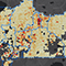 A telecommunications map of Florida with areas shaded light to dark gold and red