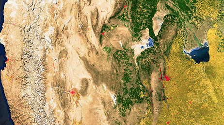 A close up satellite image of an unidentified region of earth