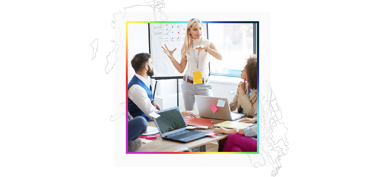 An expert consultant working with members of an organization to create a business plan